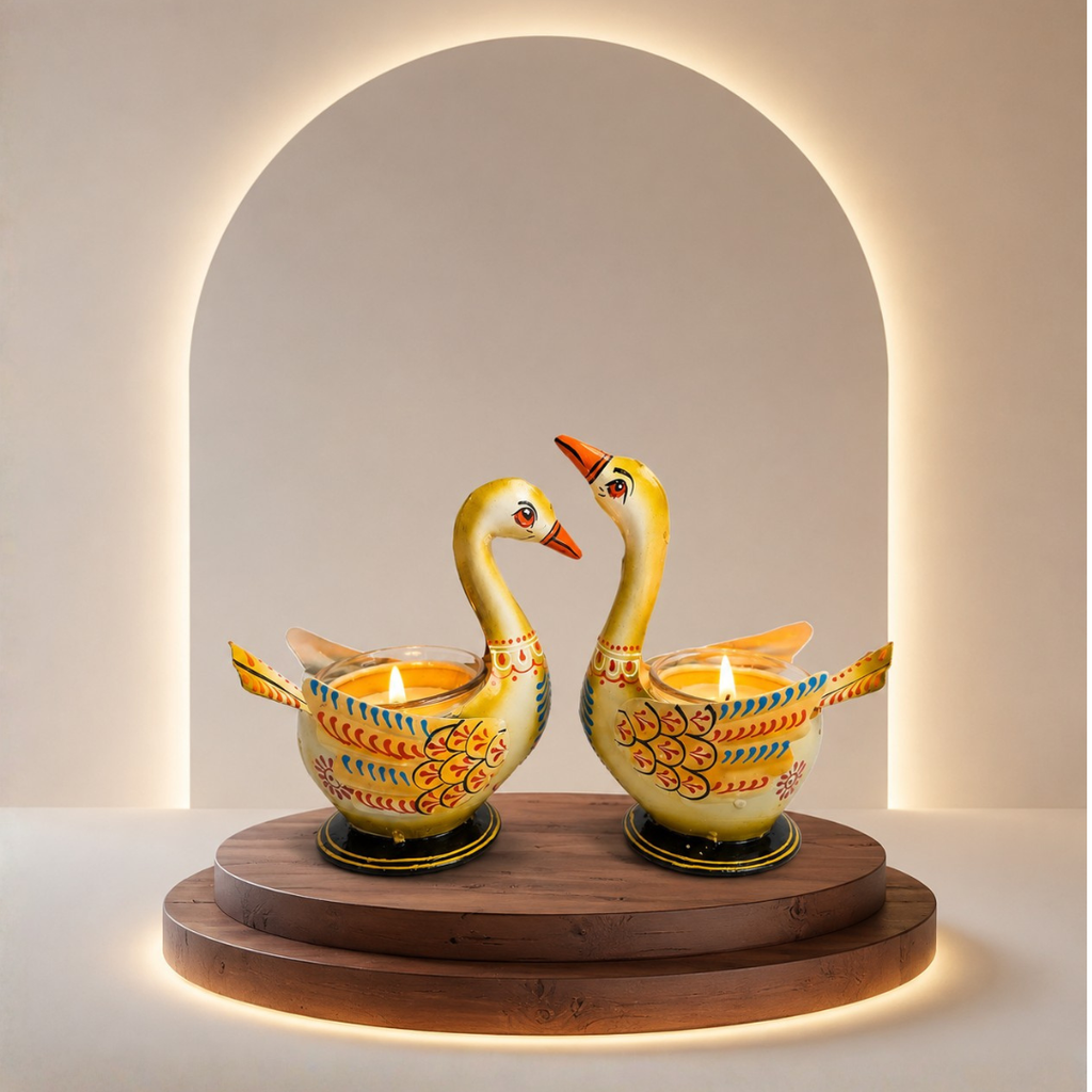 Aluminium Pair of Swans with Gift Box for Good Luck | Feng Shui Love Gifts Candle