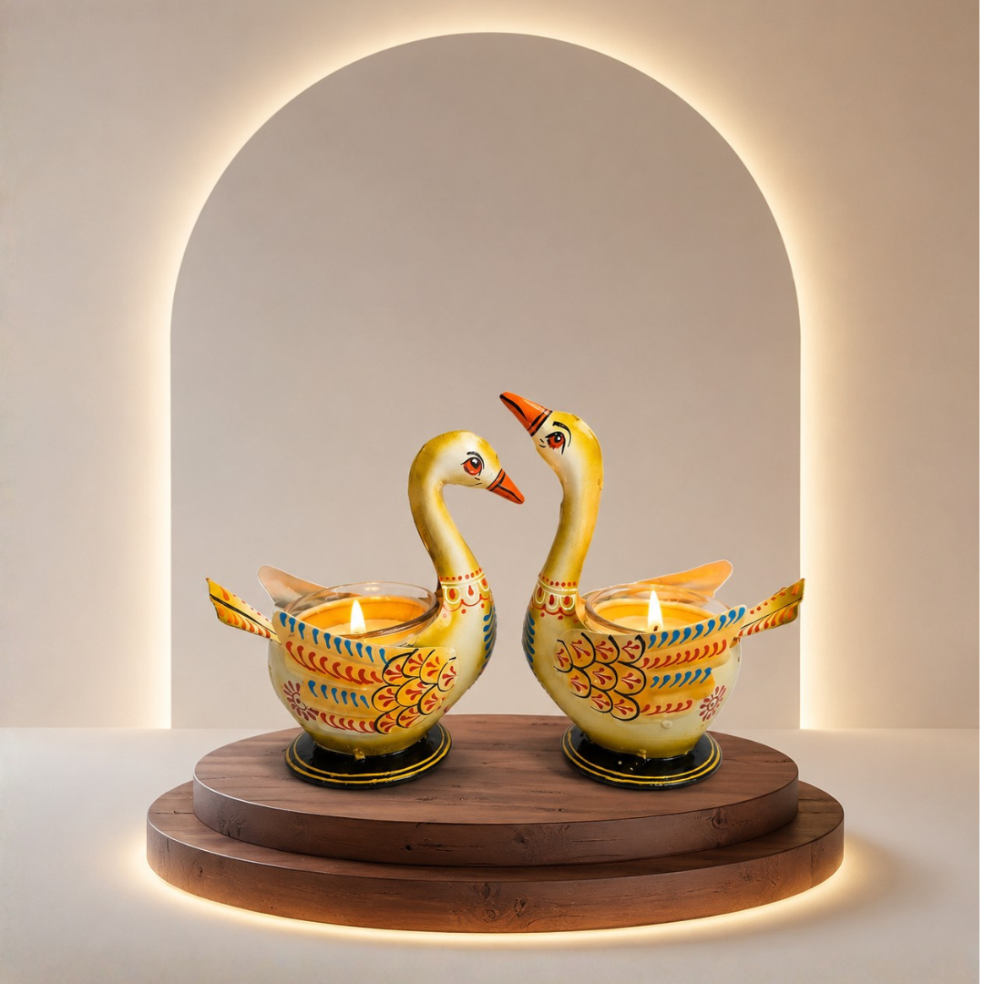 Aluminium Pair of Swans with Gift Box for Good Luck | Feng Shui Love Gifts Candle