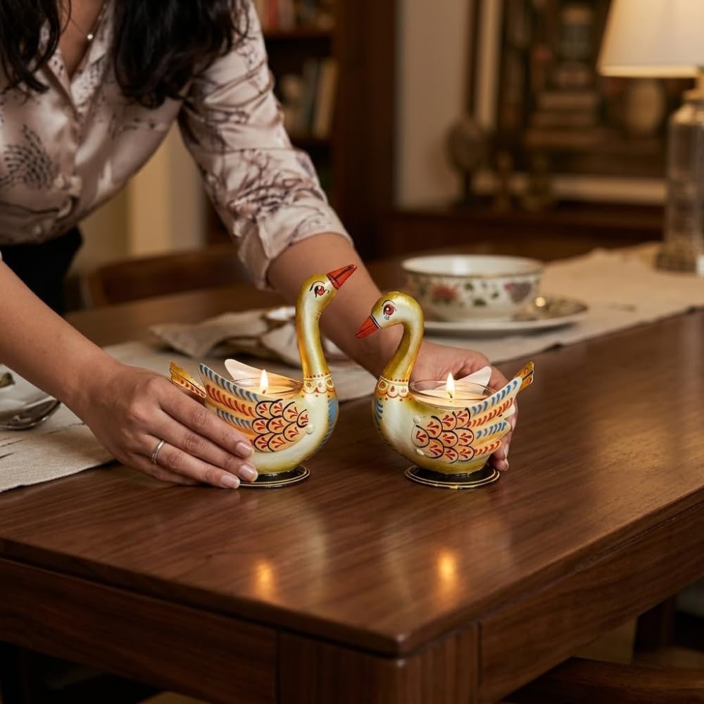 Aluminium Pair of Swans with Gift Box for Good Luck | Feng Shui Love Gifts Candle