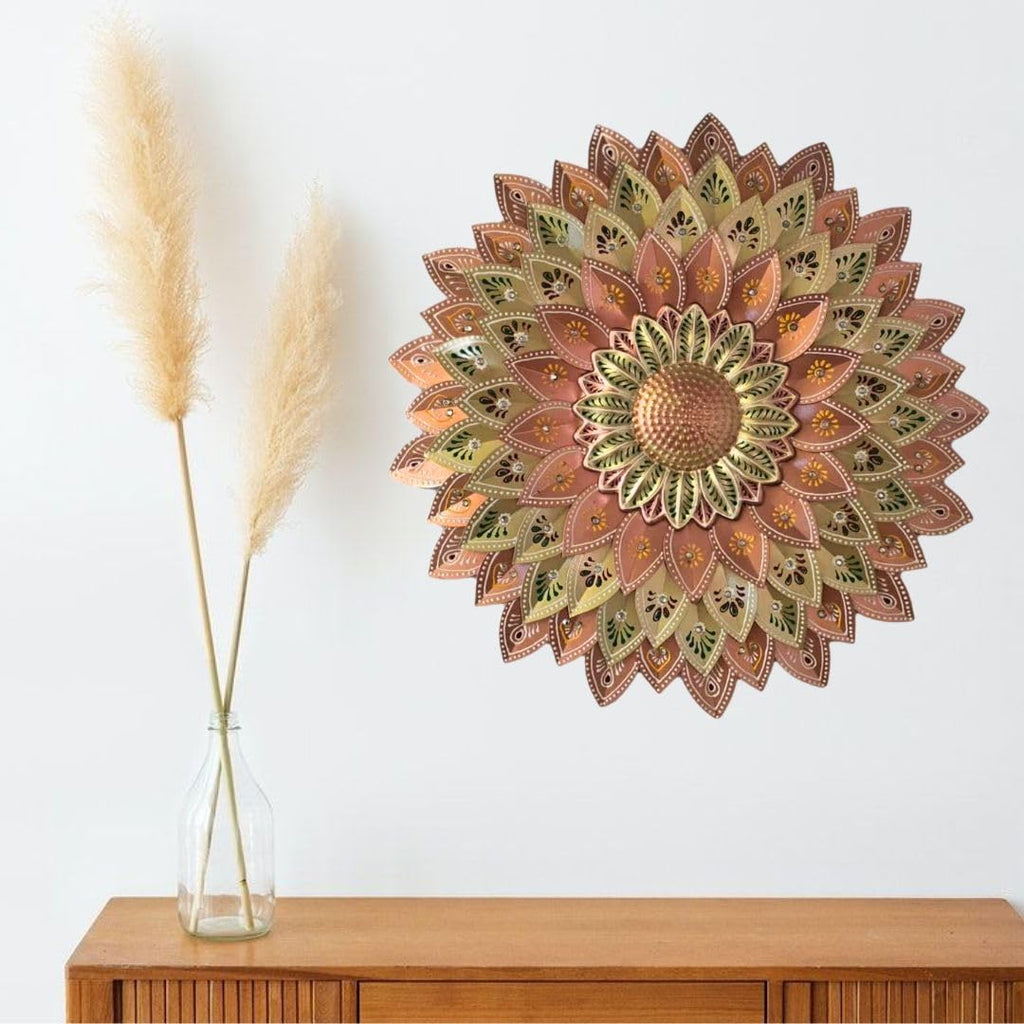 Meta Flower Wall Art, Decor item (Metallic Designer Brown)