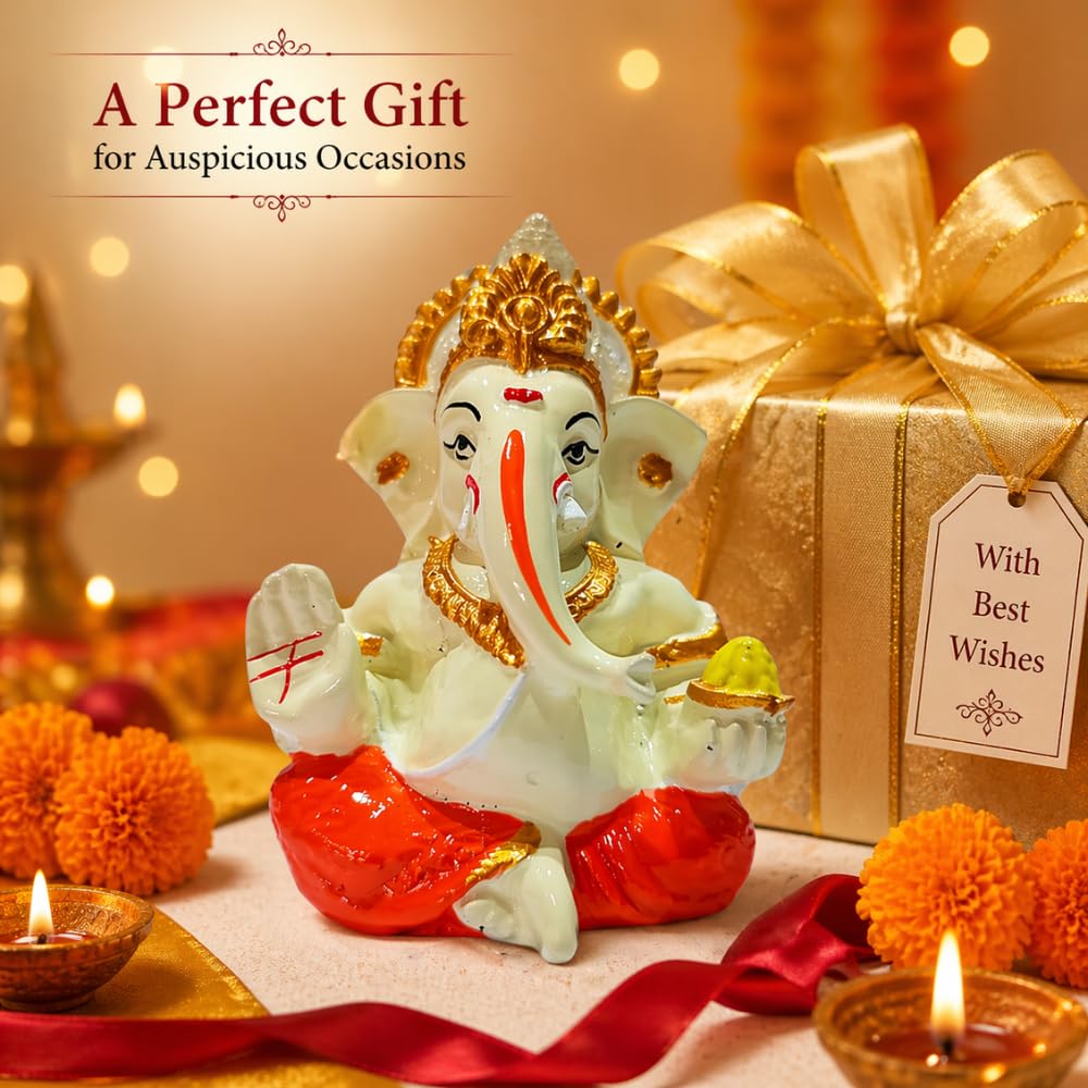 Ganesha Idol for Car Dashboard & Home Decor – Ganpati Murti for Puja Room | Lord Ganesh Statue for Office Desk | Decorative Figurine & Gift Item 3.5" inches (Golden) (Copy)