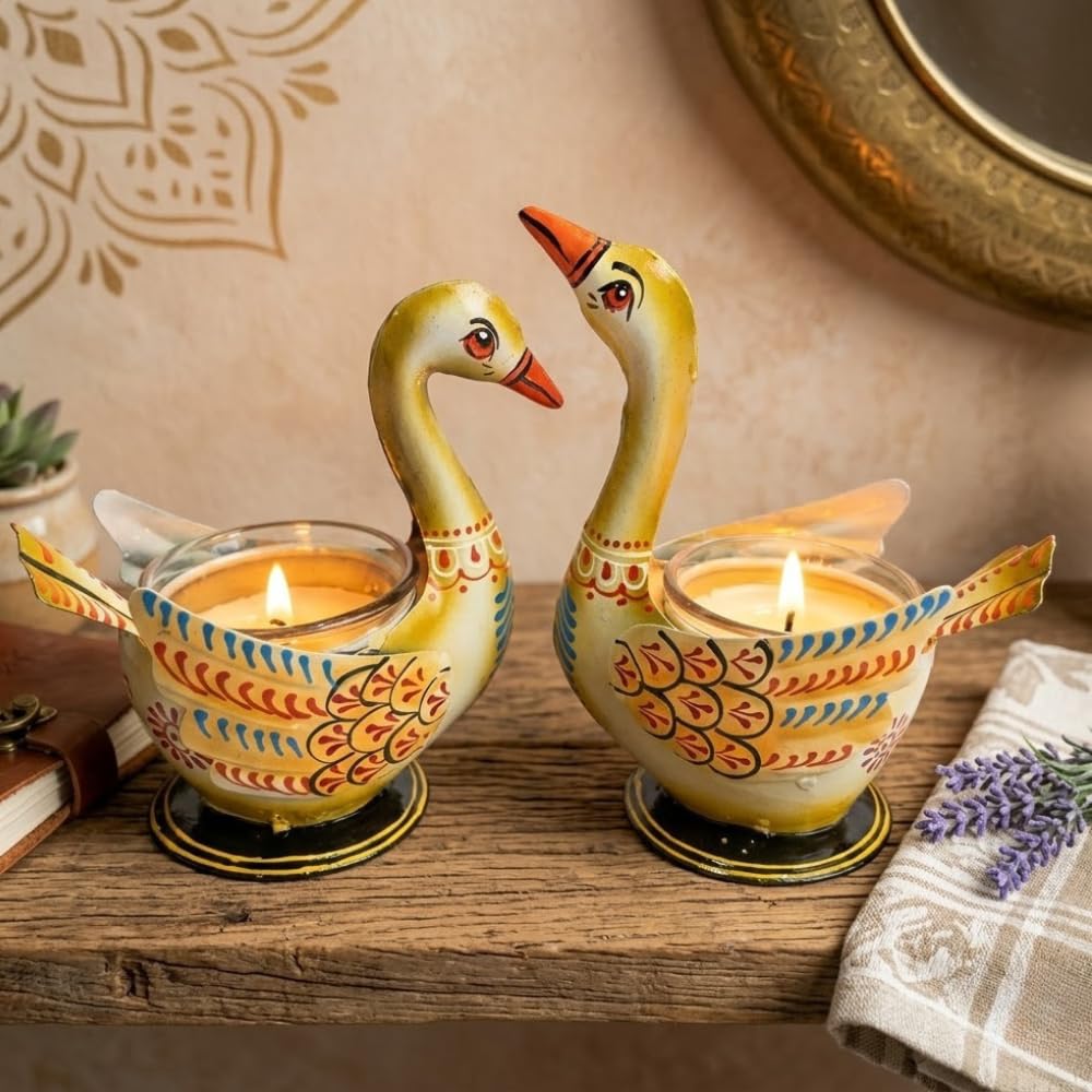 Aluminium Pair of Swans with Gift Box for Good Luck | Feng Shui Love Gifts Candle