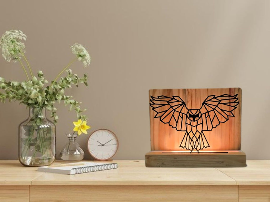 Metal Animal LED Table Lamp with Pine Wood Base, Bedside lamp for Corporate Gifting, 9x7 inches