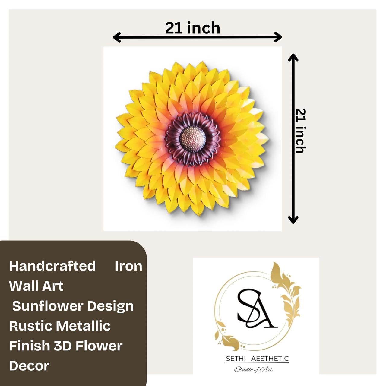 Metal Designer Flower Wall Decor, Flower Wall Art, Size 21 X 21 inch