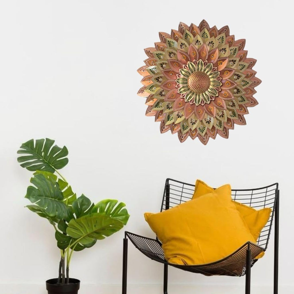 Meta Flower Wall Art, Decor item (Metallic Designer Brown)