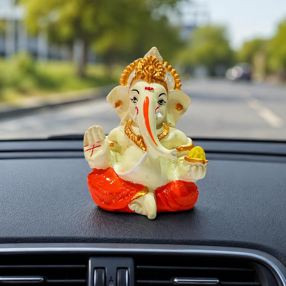 Ganesha Idol for Car Dashboard & Home Decor – Ganpati Murti for Puja Room | Lord Ganesh Statue for Office Desk | Decorative Figurine & Gift Item 3.5" inches (Golden) (Copy)