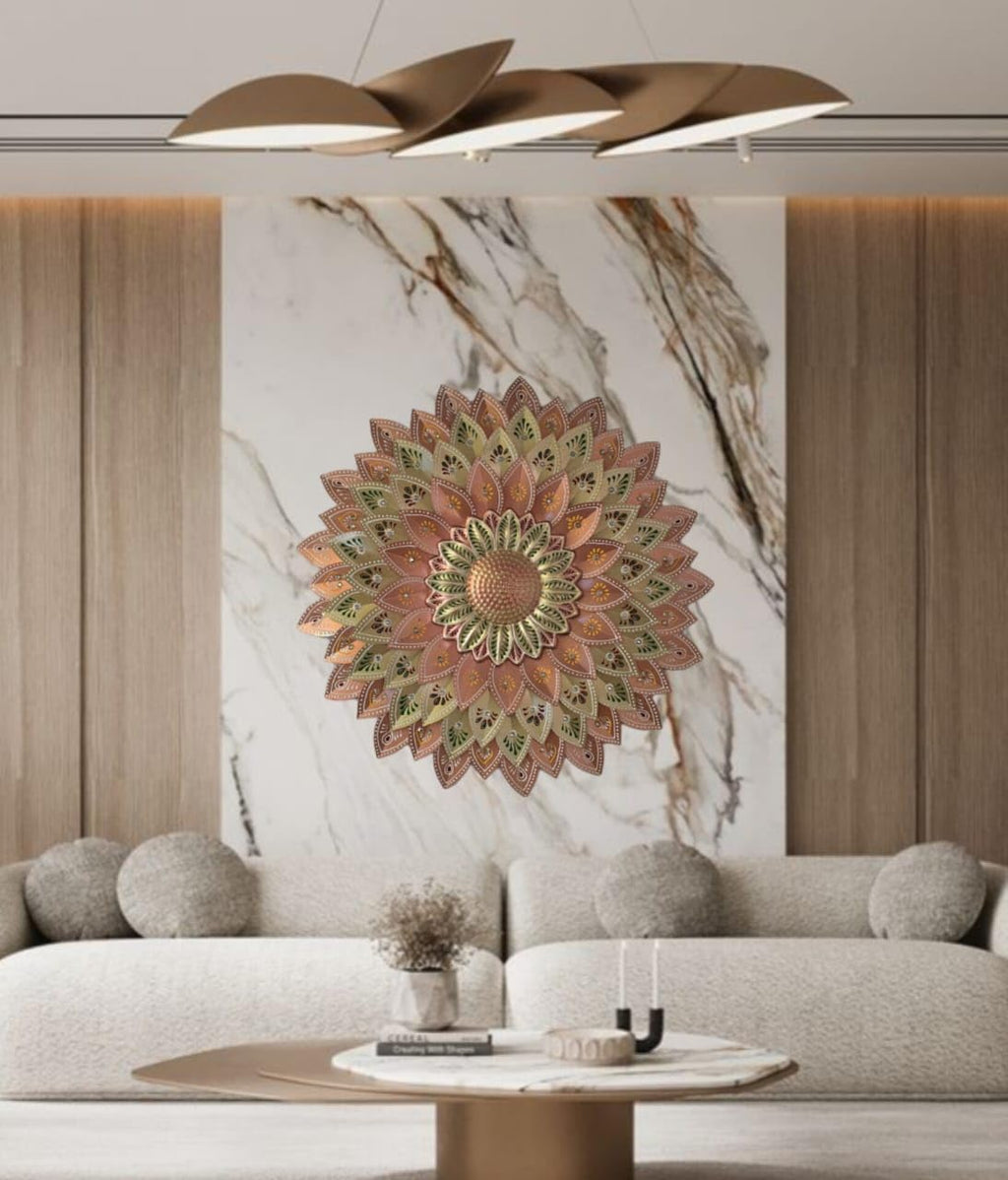 Meta Flower Wall Art, Decor item (Metallic Designer Brown)
