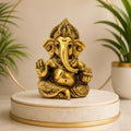 Ganesha Idol for Car Dashboard & Home Decor – Ganpati Murti for Puja Room | Lord Ganesh Statue for Office Desk | Decorative Figurine & Gift Item 3.5" inches (Golden)