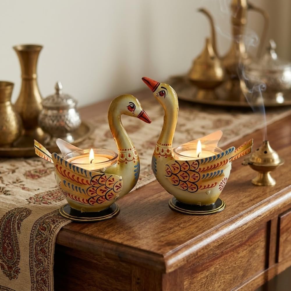 Aluminium Pair of Swans with Gift Box for Good Luck | Feng Shui Love Gifts Candle