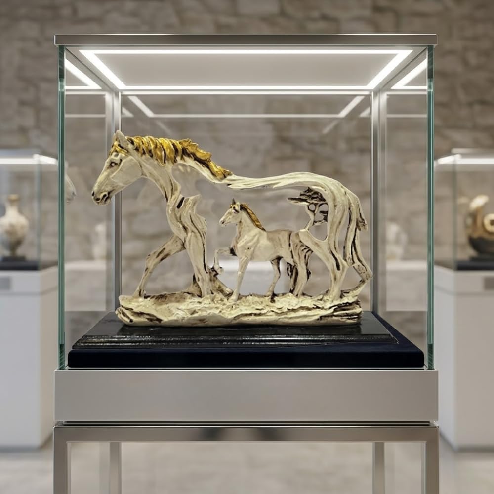 Resin Horse Showpiece | Lucky Horse Statue for Home Decor | Elegant Figurine for Living Room, Hall & Bedroom | Decorative Gift Item (White)