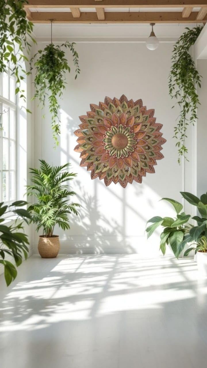 Meta Flower Wall Art, Decor item (Metallic Designer Brown)