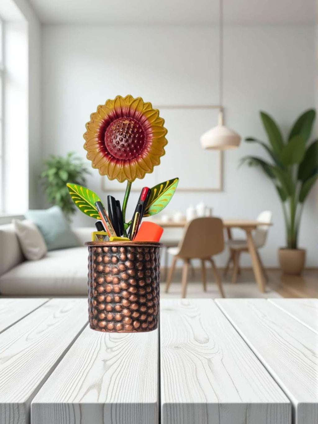 Rajasthani Handcrafted Metal sunflower Pen Stand