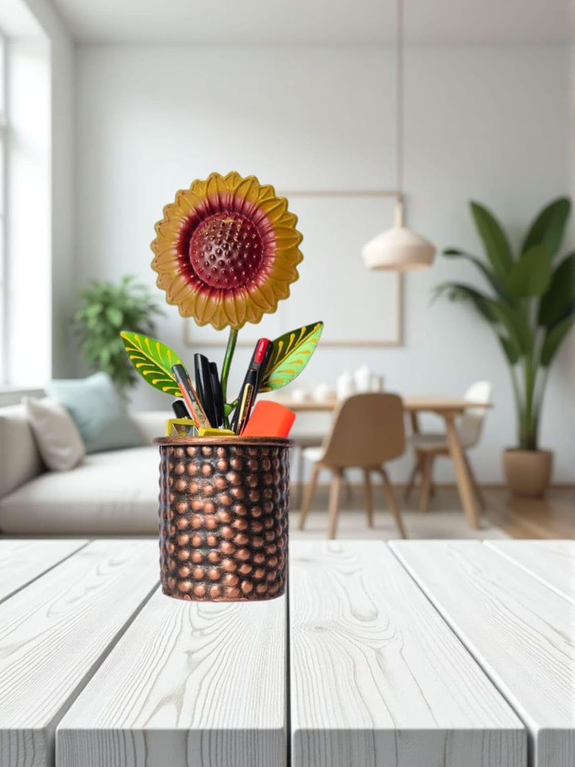 Rajasthani Handcrafted Metal sunflower Pen Stand