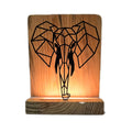 Metal Elephant LED Table Lamp with Pine Wood Base, Natural Wood, Laser Cut Design, 9x7 Inches, Decorative Ambient Lighting Modern Style