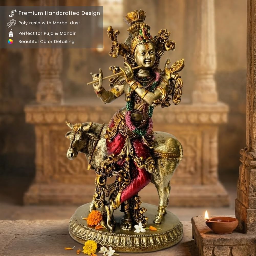 Resin Radha Krishna Statue | Size:10 Inches (Krishna-1)