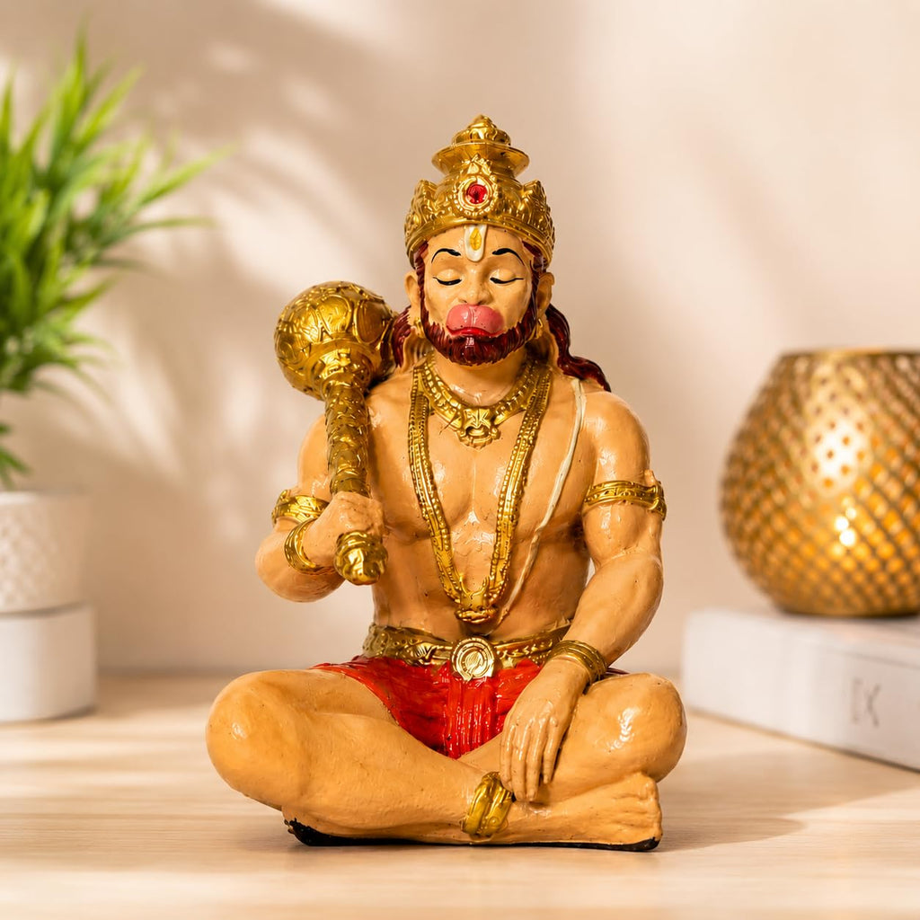Hanuman Murti Idol for Car Dashboard, Home & Office Desk | Resin Bajrangbali Statue for Pooja Room, Temple Decoration, Festival Gifting & Spiritual Showpiece