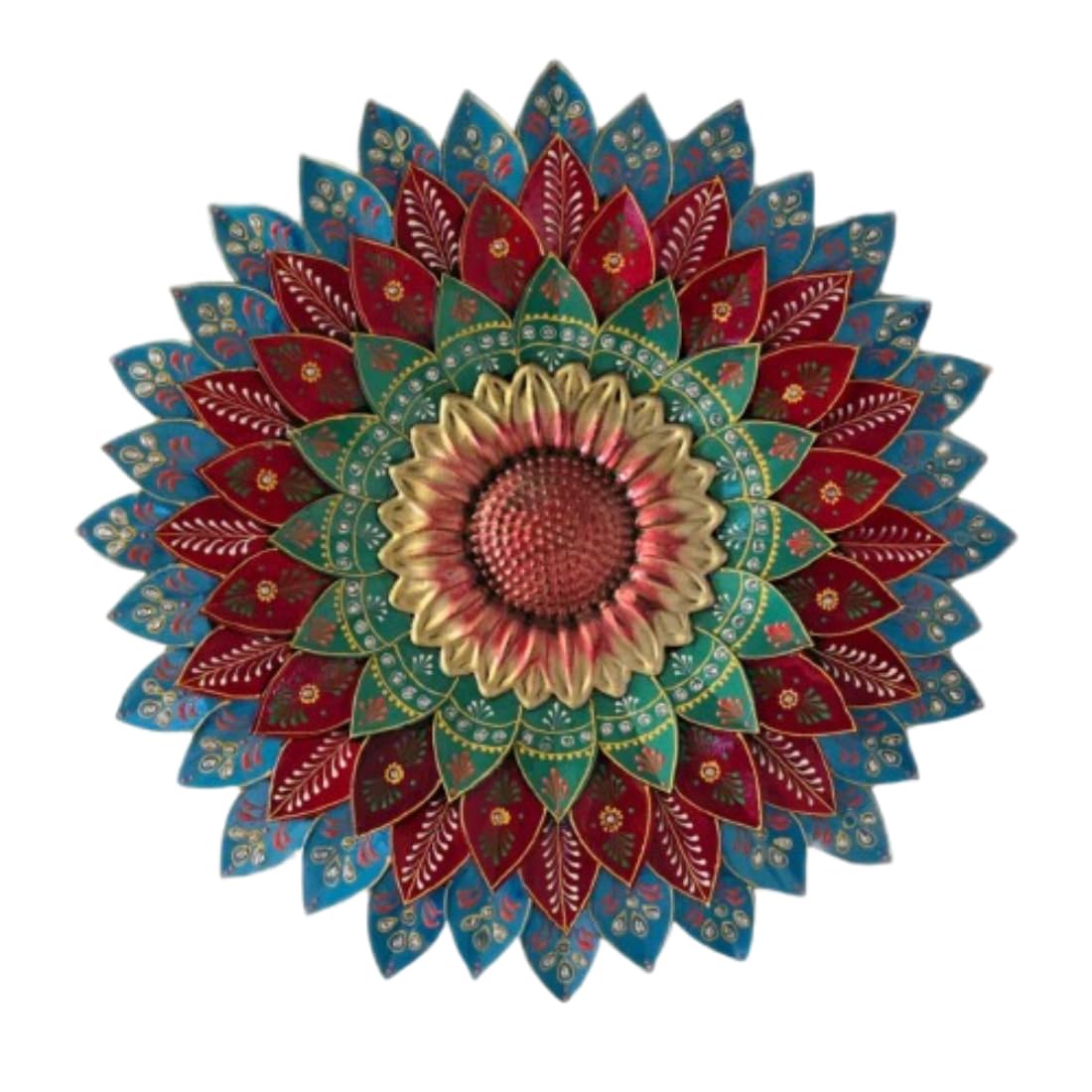 Metal Designer Flower Wall Decor, Flower Wall Art, Decor item,- Size 21 X 21 inch (Metallic Designer Blue)