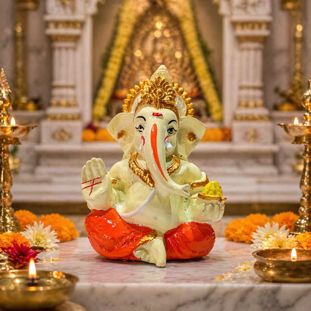 Ganesha Idol for Car Dashboard & Home Decor – Ganpati Murti for Puja Room | Lord Ganesh Statue for Office Desk | Decorative Figurine & Gift Item 3.5" inches (Golden) (Copy)