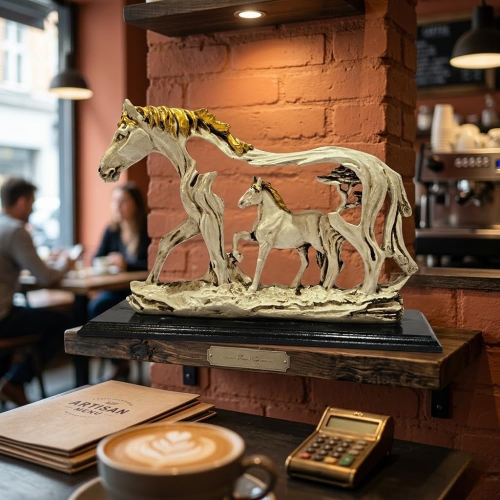 Resin Horse Showpiece | Lucky Horse Statue for Home Decor | Elegant Figurine for Living Room, Hall & Bedroom | Decorative Gift Item (White)