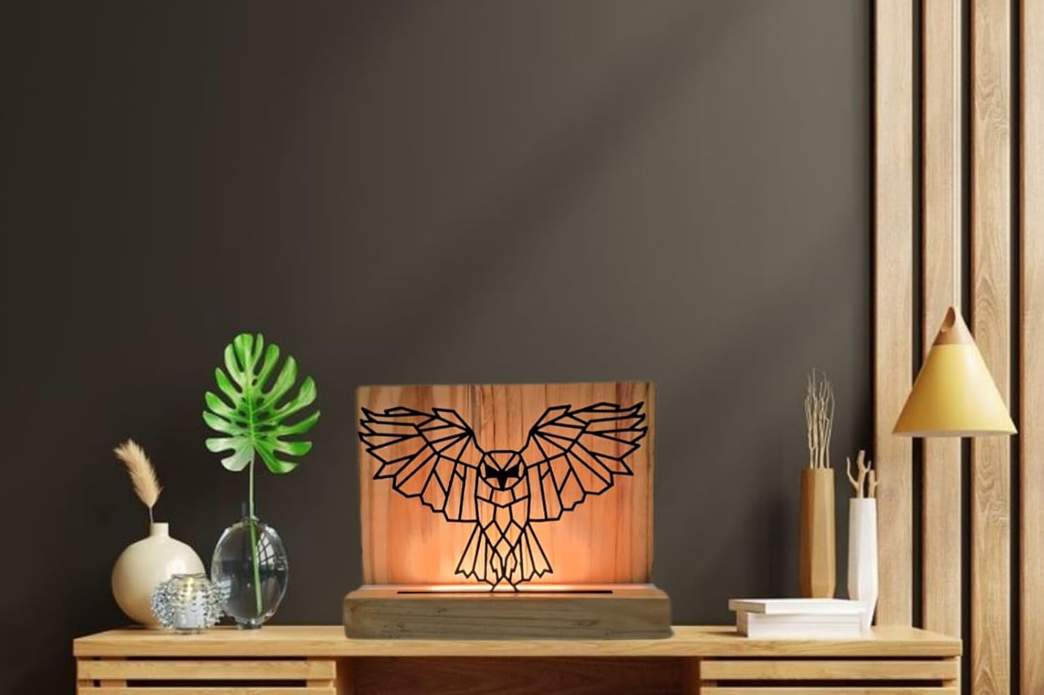Metal Animal LED Table Lamp with Pine Wood Base, Bedside lamp for Corporate Gifting, 9x7 inches