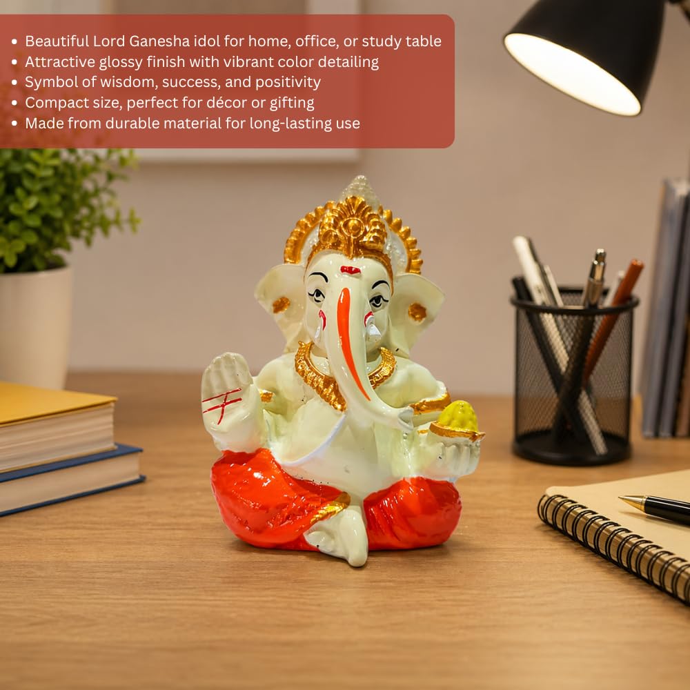 Ganesha Idol for Car Dashboard & Home Decor – Ganpati Murti for Puja Room | Lord Ganesh Statue for Office Desk | Decorative Figurine & Gift Item 3.5" inches (Golden) (Copy)