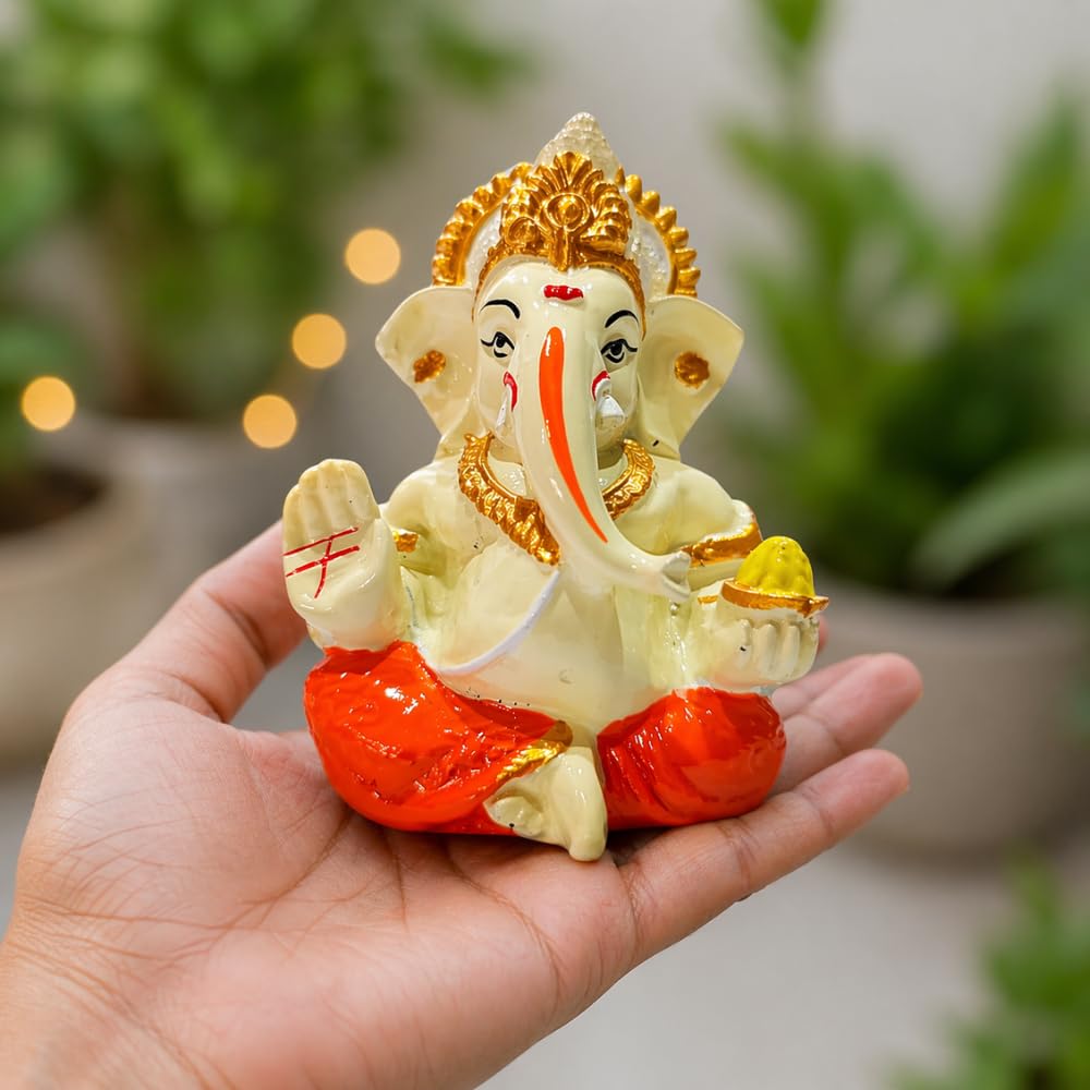 Ganesha Idol for Car Dashboard & Home Decor – Ganpati Murti for Puja Room | Lord Ganesh Statue for Office Desk | Decorative Figurine & Gift Item 3.5" inches (Golden) (Copy)