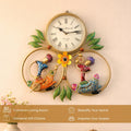 Metal Wall Clock with Decorative Traditional Rajasthani Musician Men, Floral Accents