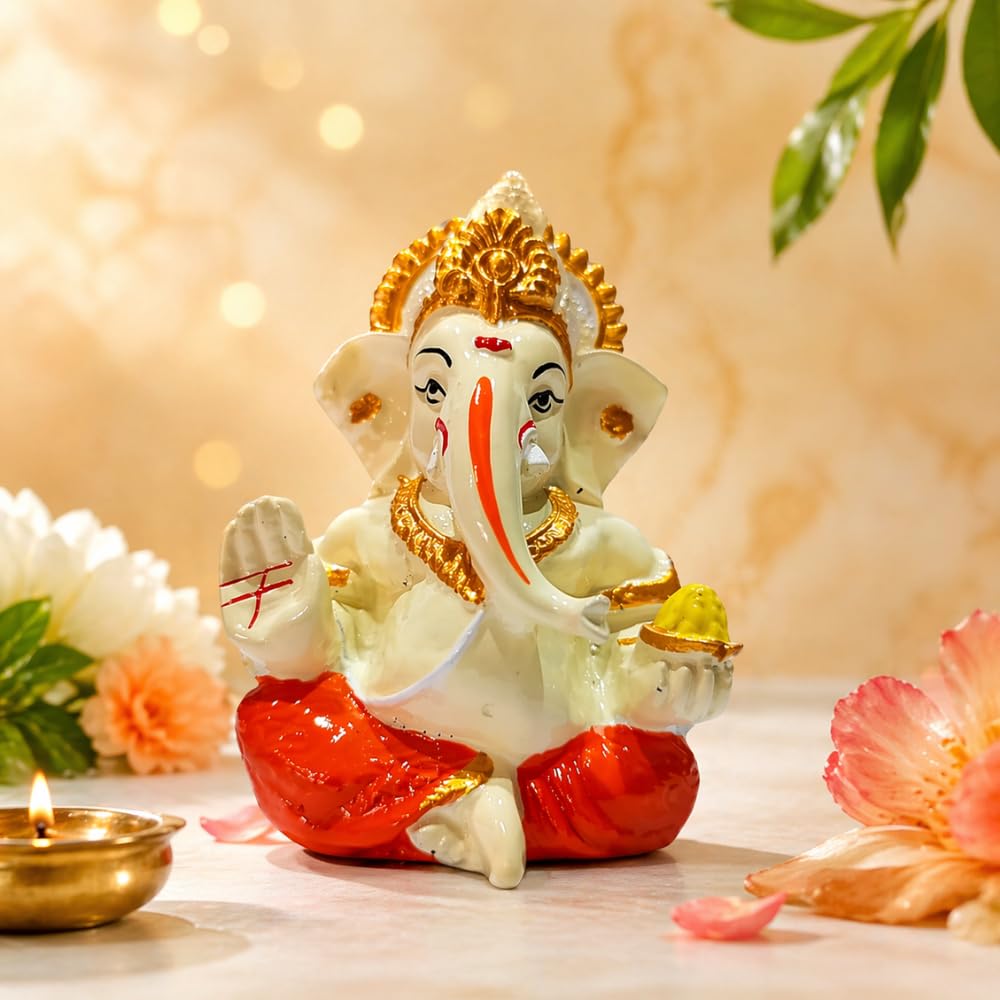 Ganesha Idol for Car Dashboard & Home Decor – Ganpati Murti for Puja Room | Lord Ganesh Statue for Office Desk | Decorative Figurine & Gift Item 3.5" inches (Golden) (Copy)