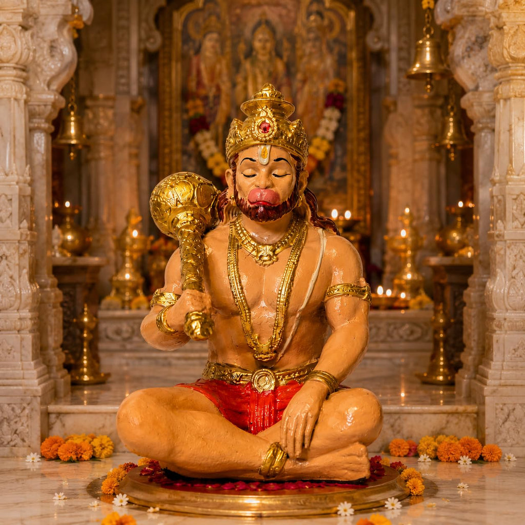 Hanuman Murti Idol for Car Dashboard, Home & Office Desk | Resin Bajrangbali Statue for Pooja Room, Temple Decoration, Festival Gifting & Spiritual Showpiece