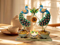 Metal Peacock Tealight Candle Holder/Dry Fruit Container, Handcrafted; Festive Decoration and marraige Return Gifting 25 x 25 cm