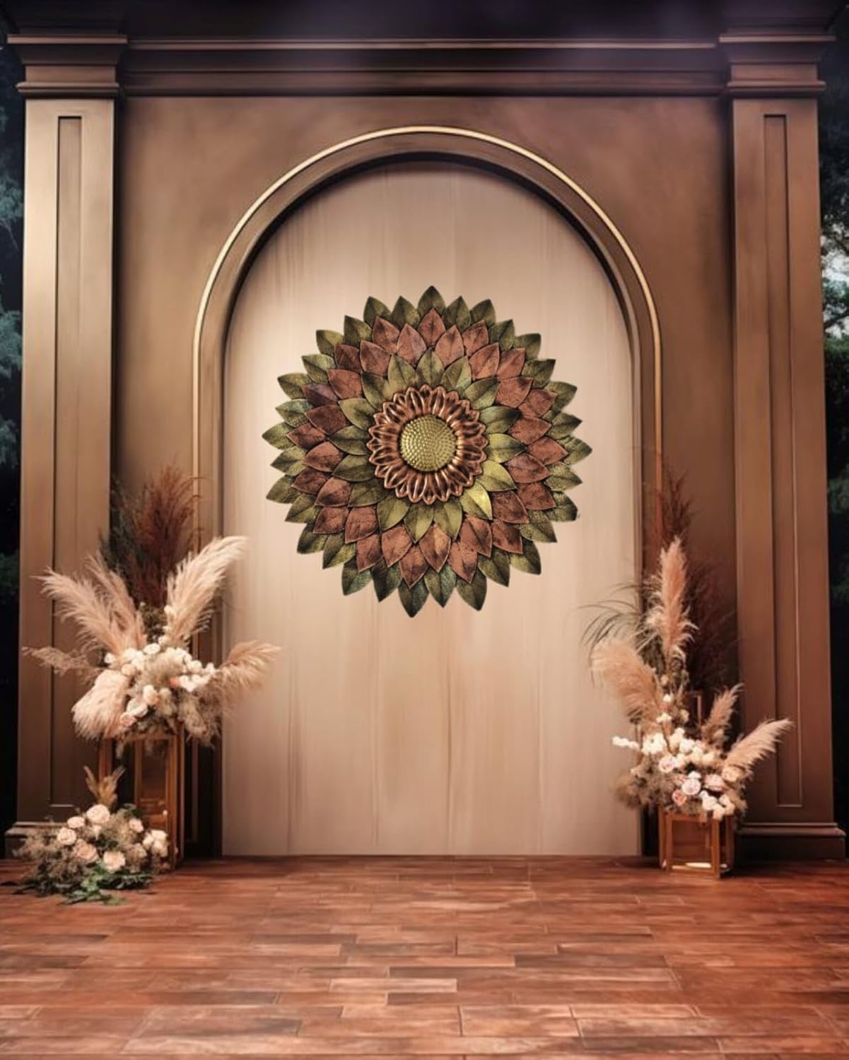 Flower handmade Wall art Decor - Stylish Daisy Decorative Wall Decor for diwali decoration, Size 54X54 CM (Metallic Hues)