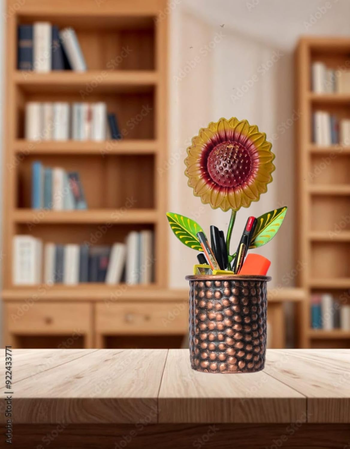 Rajasthani Handcrafted Metal sunflower Pen Stand