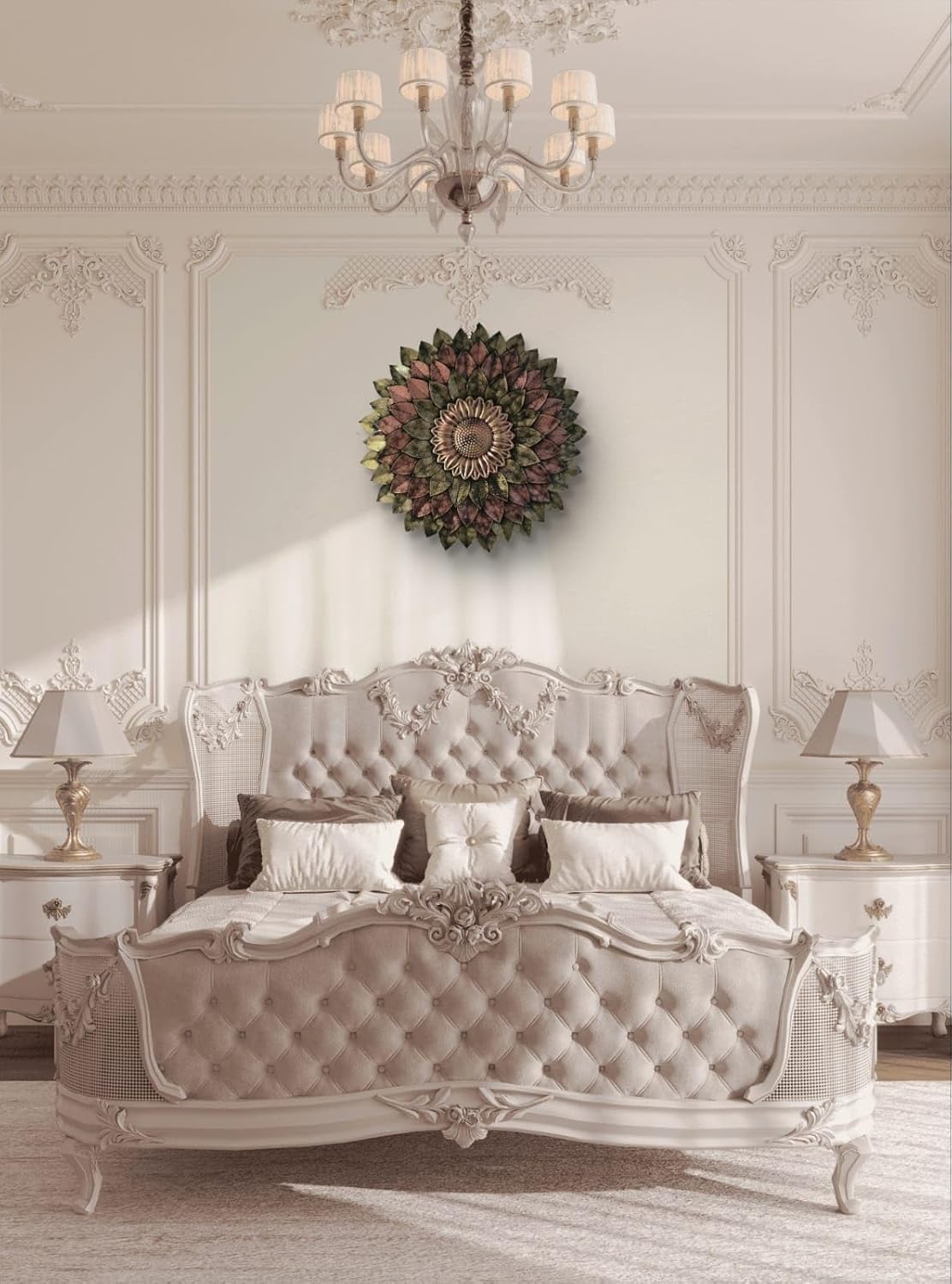 Flower handmade Wall art Decor - Stylish Daisy Decorative Wall Decor for diwali decoration, Size 54X54 CM (Metallic Hues)