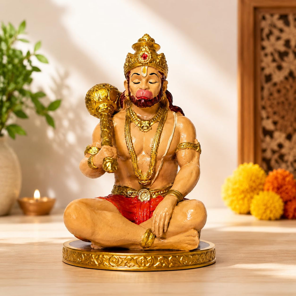 Hanuman Murti Idol for Car Dashboard, Home & Office Desk | Resin Bajrangbali Statue for Pooja Room, Temple Decoration, Festival Gifting & Spiritual Showpiece