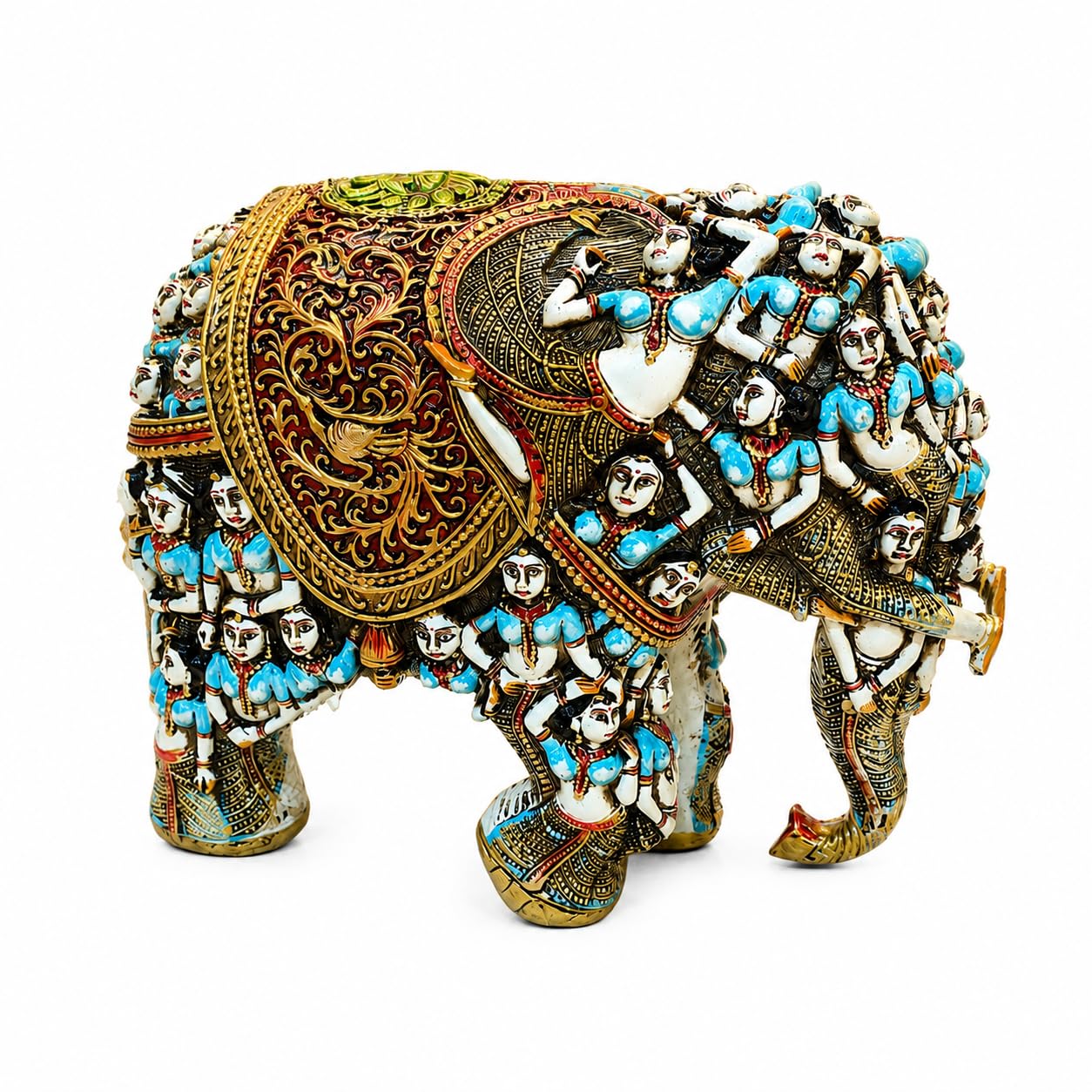 Handcrafted 3D Designer Elephant Statue for Home Décor –Polyresin | Symbol of Strength, Wisdom & Prosperity | Decorative Gift for Living Room & Office(Big Size-12/14) (Blue) (Copy)
