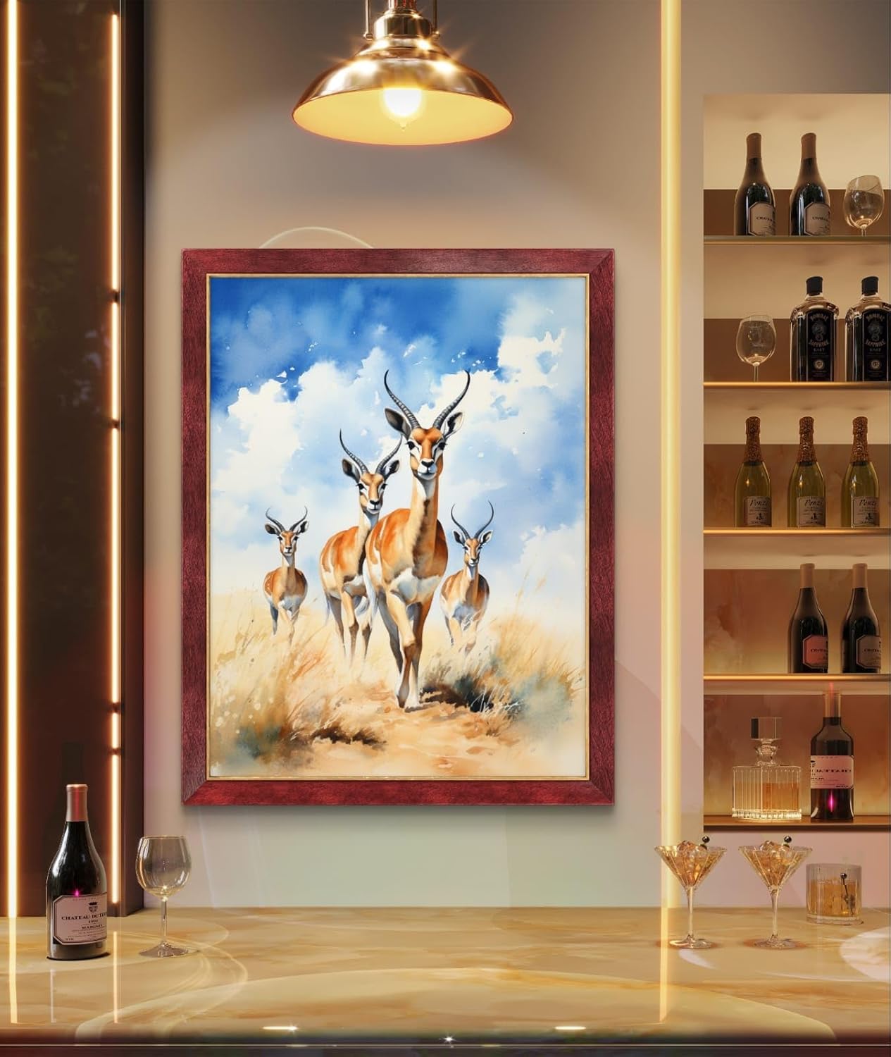 Elegant wildlife animal illustration Frame,Wall Art Painting for Living Room