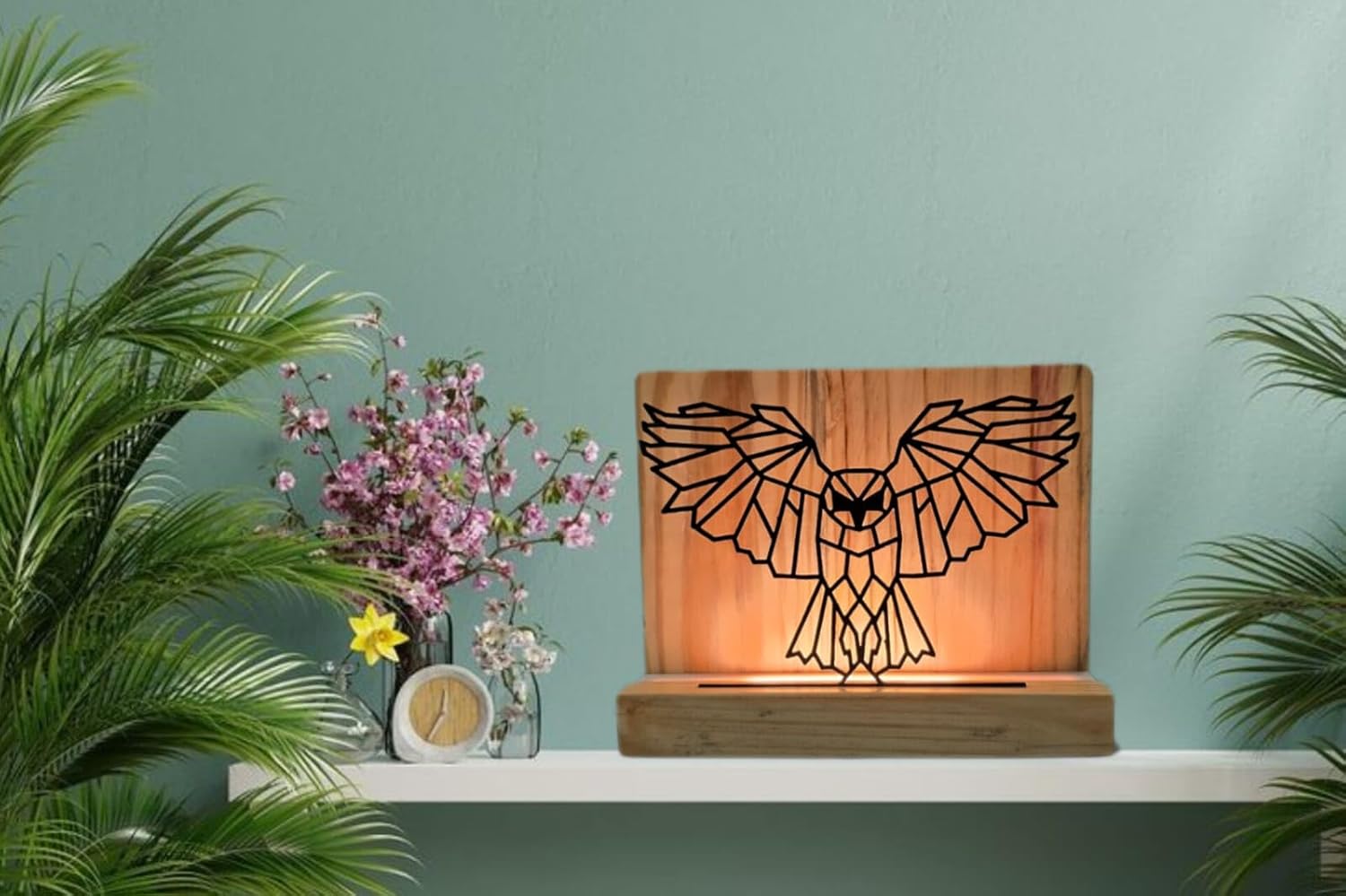 Metal Animal LED Table Lamp with Pine Wood Base, Bedside lamp for Corporate Gifting, 9x7 inches