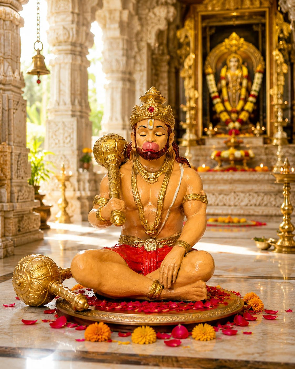 Hanuman Murti Idol for Car Dashboard, Home & Office Desk | Resin Bajrangbali Statue for Pooja Room, Temple Decoration, Festival Gifting & Spiritual Showpiece