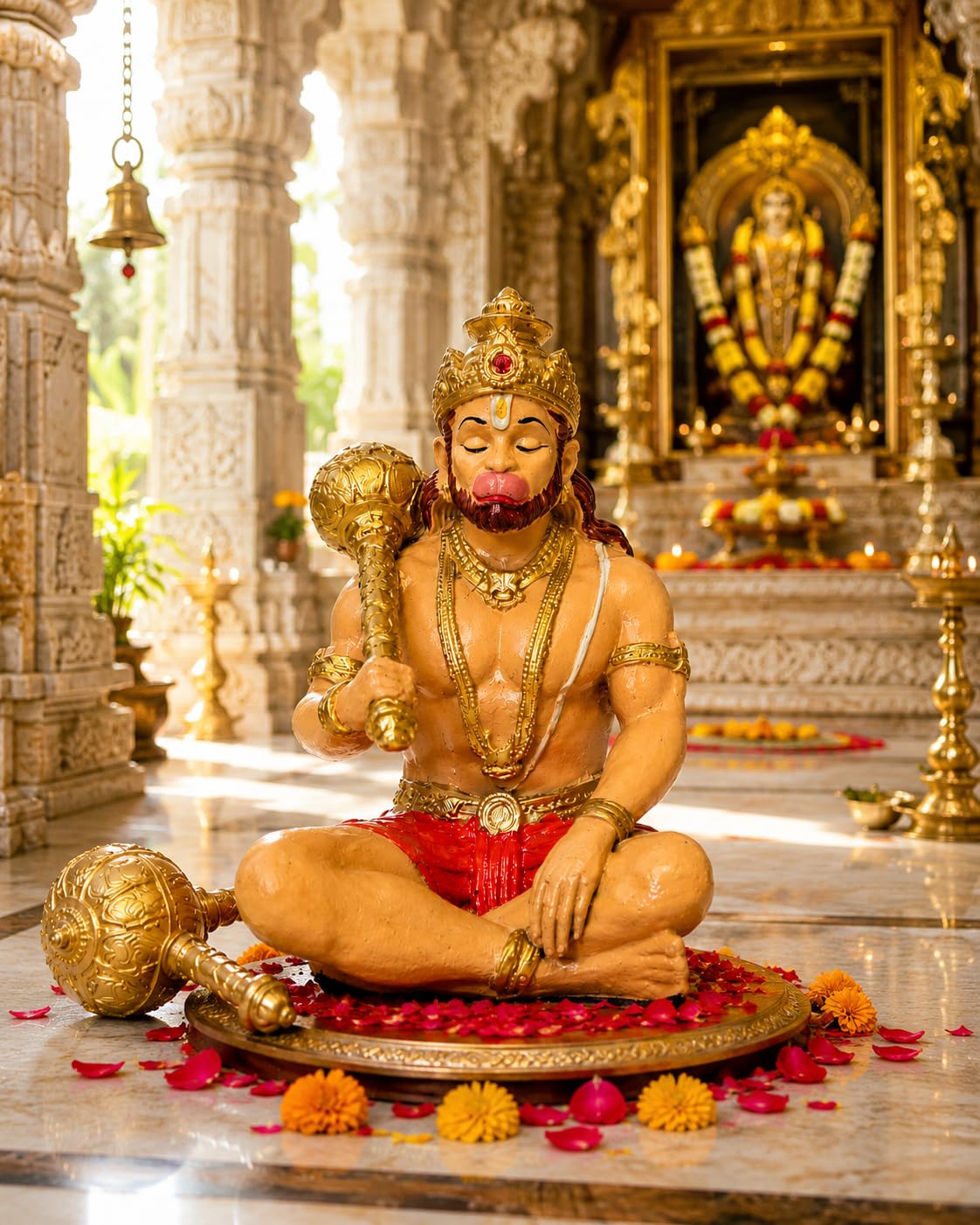 Hanuman Murti Idol for Car Dashboard, Home & Office Desk | Resin Bajrangbali Statue for Pooja Room, Temple Decoration, Festival Gifting & Spiritual Showpiece