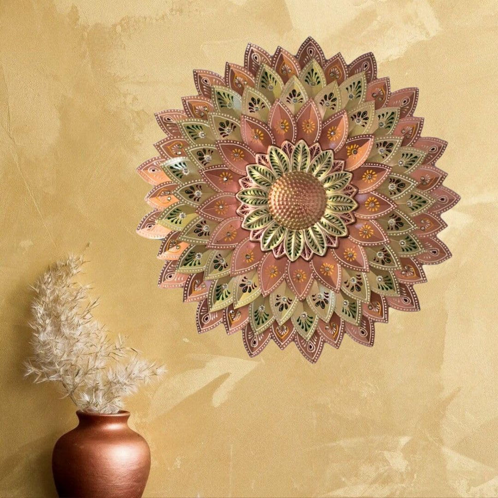 Meta Flower Wall Art, Decor item (Metallic Designer Brown)