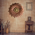 Metal Designer Flower Wall Decor - Size 21 X 21 inch (Copper Brown)