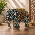 Handcrafted 3D Designer Elephant Statue for Home Décor –Polyresin | Symbol of Strength, Wisdom & Prosperity | Decorative Gift for Living Room & Office(Big Size-12/14) (Blue) (Copy)